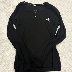 Calvin Klein Black Henley Long Sleeve